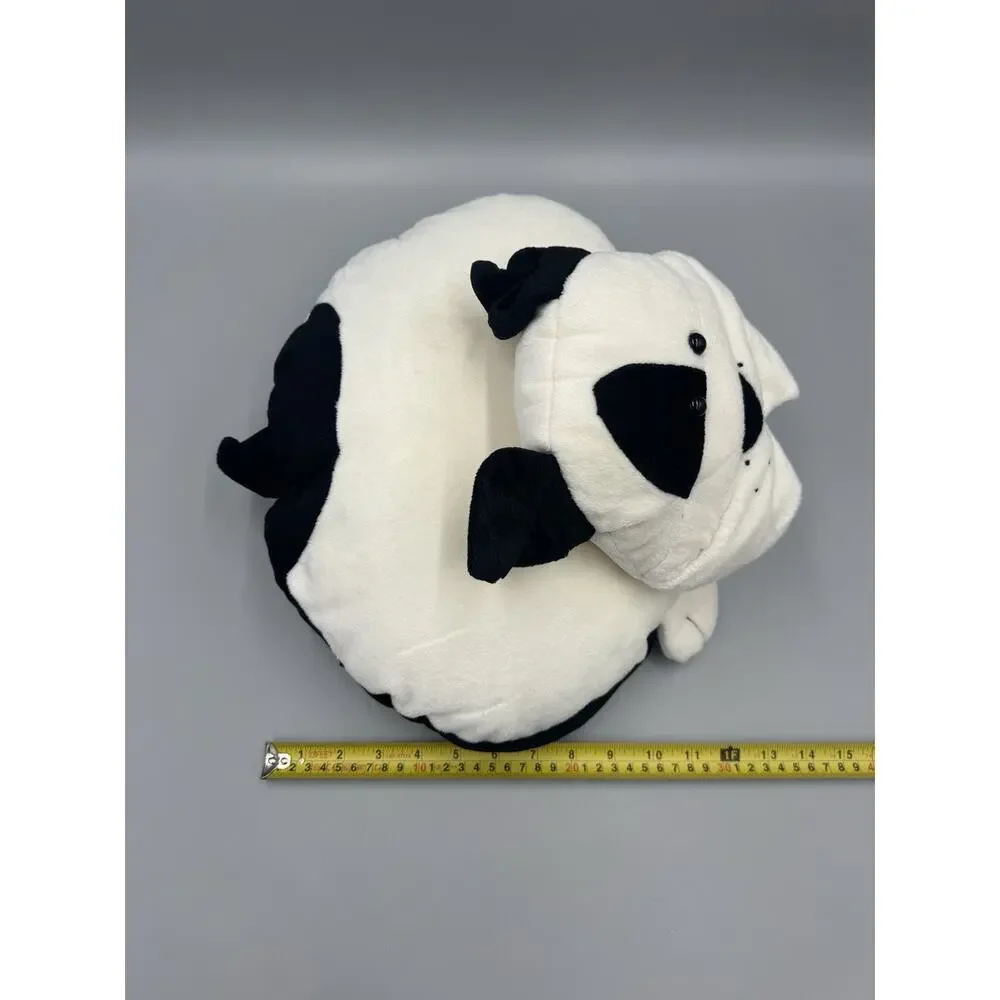 Pocket Pillow Bulldog Black And Ivory Dog Plush With Storage Pocket 12”